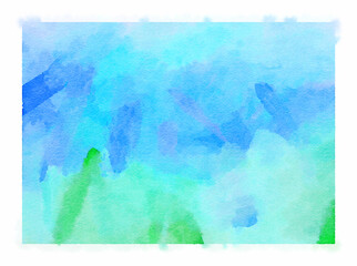 blue sky watercolor paper background, abstract wet impressionist paint pattern, graphic design