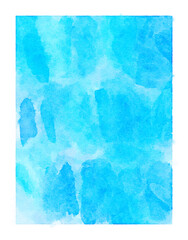 blue watercolor paper background with frame, abstract wet impressionist paint pattern, graphic design