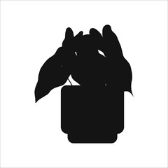 Flat silhouette of potted houseplant