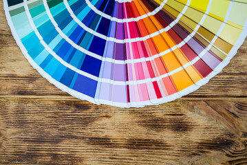 Close-up on color palette guide for printing and painting