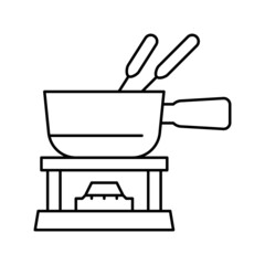 ceramic fondue maker line icon vector illustration