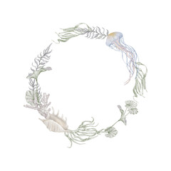 round wreath with nautical elements