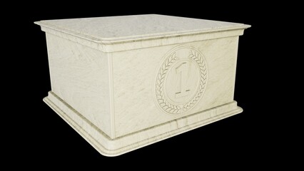 stone winners pedestal on black backdrop, isolated - object 3D illustration