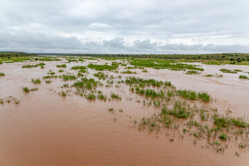 The Olifants river in full flow after heavy rains in the Kruger Park, South Africa.