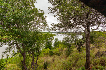 Fototapeta na wymiar A dam at a bird hide near Letaba rest camp on the Letaba river. Kruger park, South Africa.