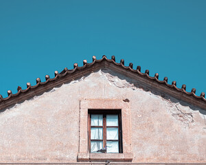 Old colorful houses in historical castle in antalya