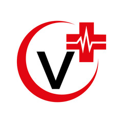 letter V medical logo illustration. Modern Vector Logo Letter . Medical Doctor Letter Design Vector.