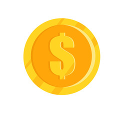 Gold dollar coin. Vector flat illustration