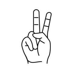 peace hand gesture line icon vector illustration