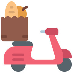 Scooter Grocery Delivery Icon