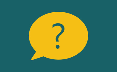 Bubble yellow question mark icon with green background