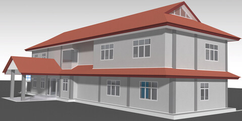 3D design rendering office building exterior