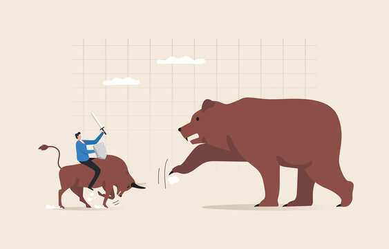 Bullish vs. Bearish Markets Stock Exchange Concept. Wait for the market to reverse from a bear market to a bull market. Graph, Stock exchange, Financial, Bitcoin. Investors ride bulls to fight bears.