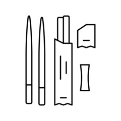 chopsticks utensil for eating asian food line icon vector illustration