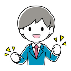 ガッツポーズをするの男性のイラスト