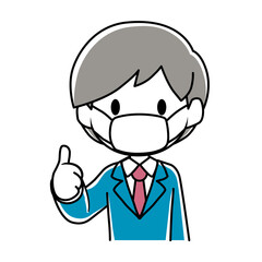 マスクを装備するの男性のイラスト