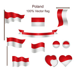 Poland national flag vector on isolated background