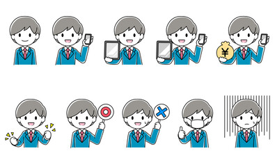 スーツの男性のイラストセット