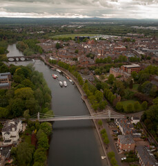 Generic aerial view of the River Dee in Chester Cheshire UK