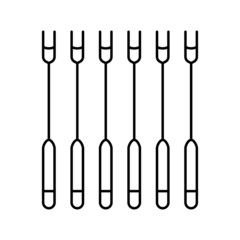 forks fondue line icon vector illustration