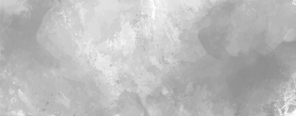 Grey watercolor grungy textured on white paper with splatter background illustration. White painted cement wall texture.  Old grunge textures with scratches and cracks. Graphite sandstone wall grunge.