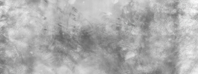 Grey watercolor grungy textured on white paper with splatter background illustration. White painted cement wall texture.  Old grunge textures with scratches and cracks. Graphite sandstone wall grunge.