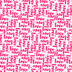 Valentines day vector patterns. Seamless heart pattern and love phrase. Abstract vector background.