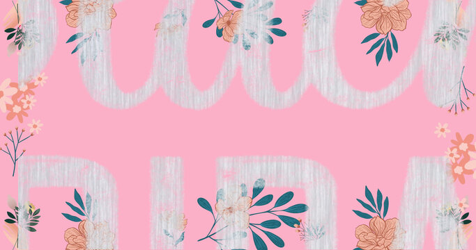 Image of black friday text over flowers on pink background