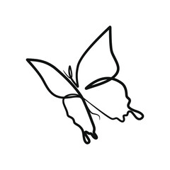 Butterfly continuous one line art drawing