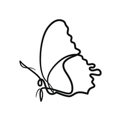 Butterfly continuous one line art drawing