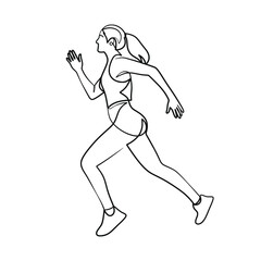 Continuous one line art drawing of woman running