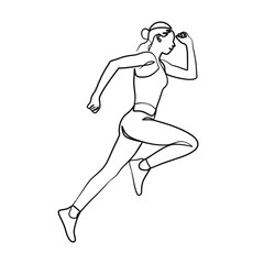 Fototapeta na wymiar Continuous one line art drawing of woman running