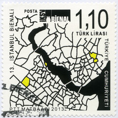 TURKEY - 2013: shows map,The 13th Istanbul Biennial, 2013
