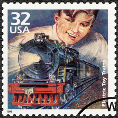 USA - 1998: shows Eectric toy train, series Celebrate the Century, 1920s, 1998