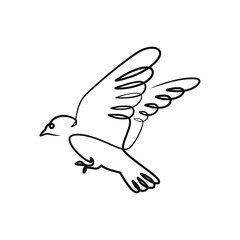 Continuous one line art drawing of bird