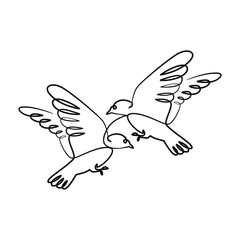 Continuous one line art drawing of couple bird