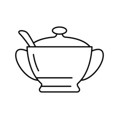 sugar bowl line icon vector illustration