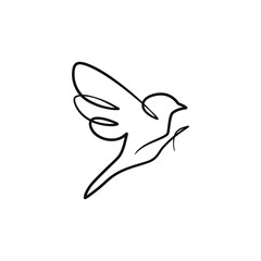 Continuous one line art drawing of bird