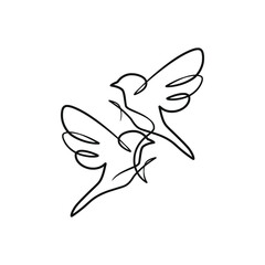 Continuous one line art drawing of couple bird