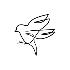 Continuous one line art drawing of bird