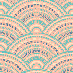Ethnic circle shapes seamless geometric pattern.