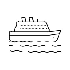 Obraz premium ship sea transport line icon vector illustration