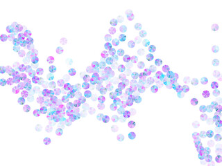 Blue foil confetti placer vector illustration. Luxury glowing tinsel particles party decoration top view. Birthday confetti scatter shimmering background.