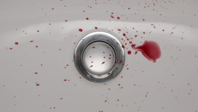 Sang qui goutte dans un lavabo