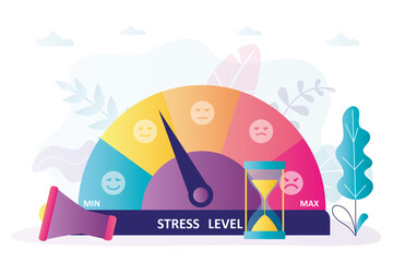 Stressmeter shows level of stress. Arrow indicates mild irritation. Indicator shows emotional state
