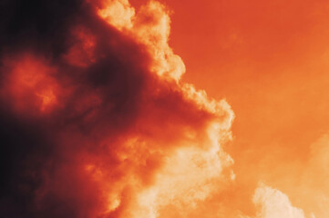 The red sky background looked like smoke and fire. bomb Violent. for wallpaper, backdrop and design.