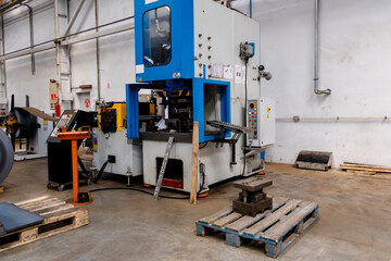 Automation hydraulic press stamping machine production line. Industrial metalworking machinery