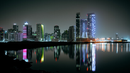 Manama Skyline At Night, Bahrain