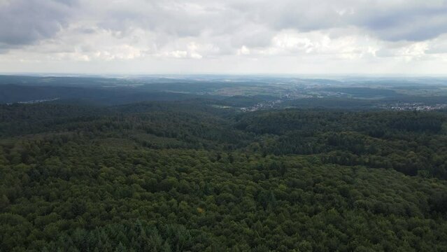 Aerial view of forest covered mountains in Kaiserslautern Germany