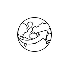 World, Earth, Global Thin Line Icon Vector Illustration Logo Template. Suitable For Many Purposes.